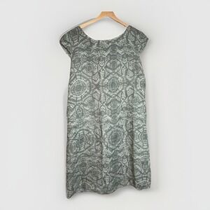 Lina Tomei 100% Linen Made In Italy Lightweight Shift Dress Olive Size Large